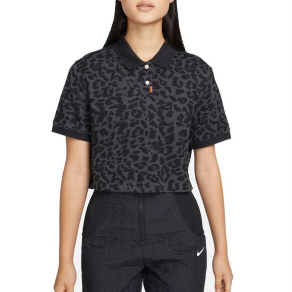 NIKE Animal Print Short Sleeve Golf Polo Crop - Picture 1 of 8